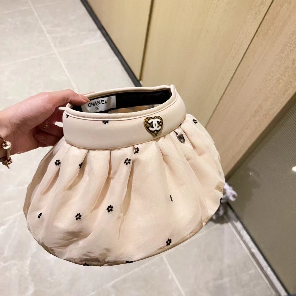 Chanel Tulle Bow Sun Visor in Beige - Picture 5 of 8